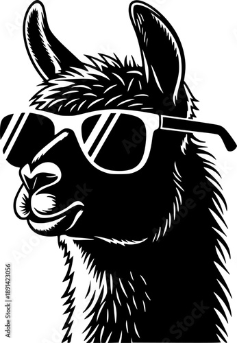 llama sunglasses vector silhouette illustration isolated on white background
