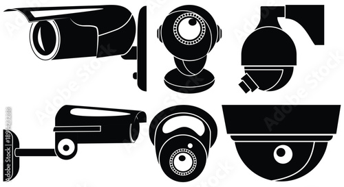 Security Camera Icon Set Collection for CCTV Surveillance Monitoring and Protection