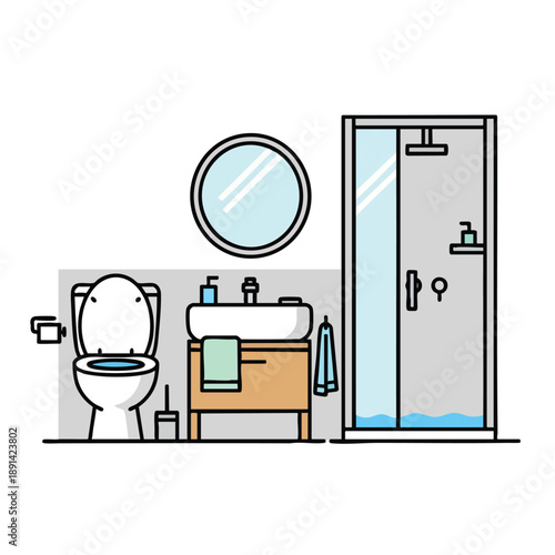 Modern Bathroom Interior with Toilet Sink and Shower