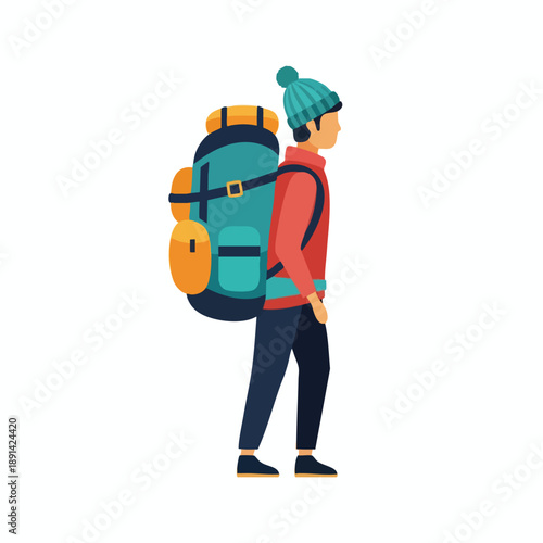 Hiker with Backpack and Beanie