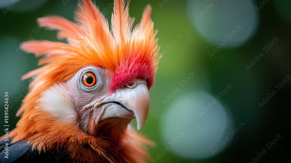 Fototapeta premium A striking portrait of a colorful bird with vibrant plumage, showcasing its unique features and expressions, capturing the essence of nature’s beauty and the animal kingdom's vibrancy.