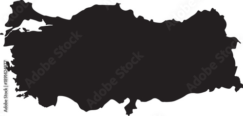 Black silhouette map of Turkey on a white background country geography