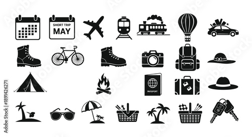 Travel icons collection for adventure and exploration
