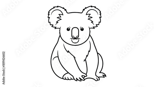 Koala Bear Outline: A simple black and white illustration of a koala bear, capturing its cute and cuddly features.