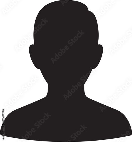 Black silhouette of a person's head and shoulders isolated PNG with Transparent Background