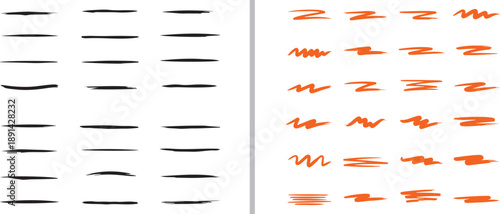 A large collection of black and red vector brush strokes featuring diverse textures, tapered lines, and expressive smears, ideal for bold artistic accents and digital graphic design.