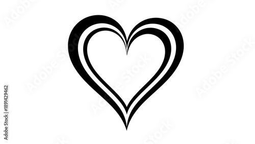 Minimalist double line heart icon with clean black strokes simple romantic vector illustration for logo design elegant love symbol for wedding stationery and minimal valentine day branding projects