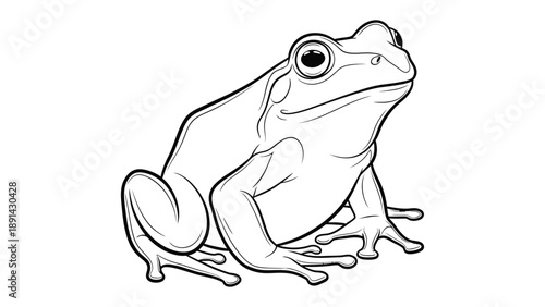 Frog Line Art: A detailed line art illustration of a frog, perfect for educational resources, creative projects, or design elements, capturing the intricate details of amphibian anatomy.