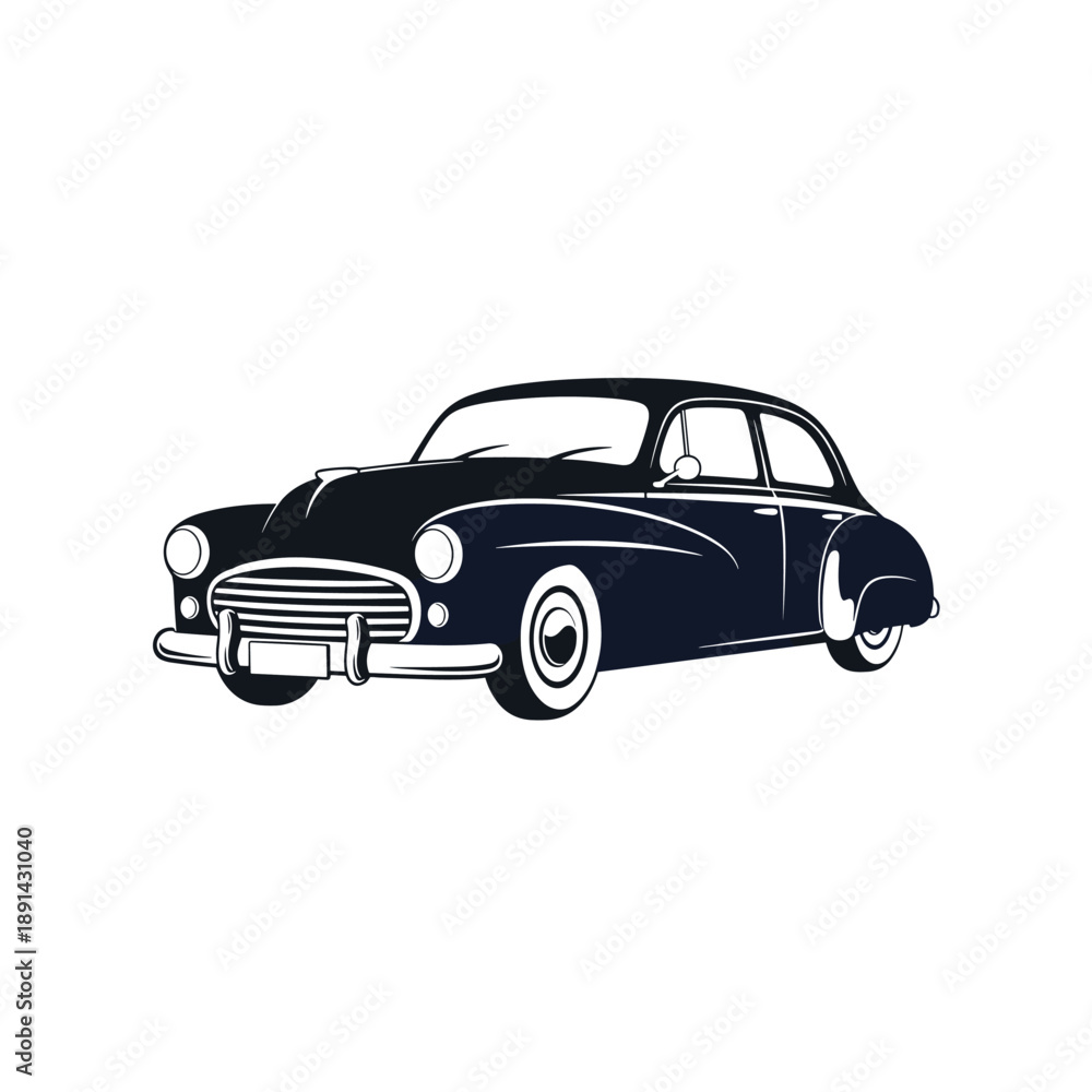 Obraz premium Vintage Car Showcase, Classic Automobile, Automotive Exhibition, Digital Illustration, Studio Environment, Side View, Nostalgia