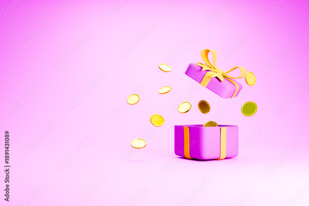 Obraz premium Pink gift box with pills for medical insurance gift