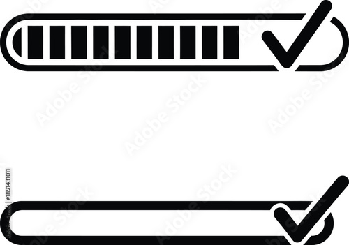 Checklist progress bar icons with verified marks