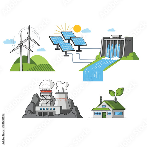 Sustainable Energy Sources Illustration