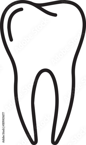 Single healthy tooth outline vector icon representing perfect enamel strong white tooth good oral health and dental wellness symbol minimalist design for dental services