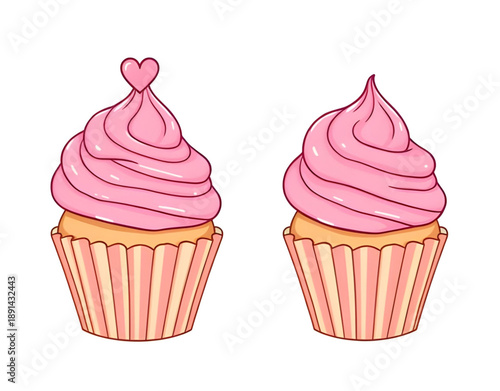 cupcake, mini cake, dessert icon, sweet food, pastry icon, bakery food, cake icon, frosting swirl, icing cream, sugar topping, sprinkles topping, cherry top, candy decor, treat food, snack food, carto