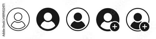 Add new user icon vector male person profile avatar with plus symbol , Avatar default user icon set. Social media user profile icon