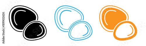 Overlapping elliptical shapes in black blue and orange