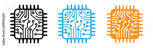 Circuit board designs in black blue and orange