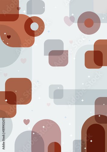 Modern Flat abstract Valentine's background with Hearts.