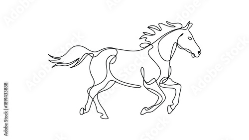 Black Line Horse Running Silhouette galloping line silhouette