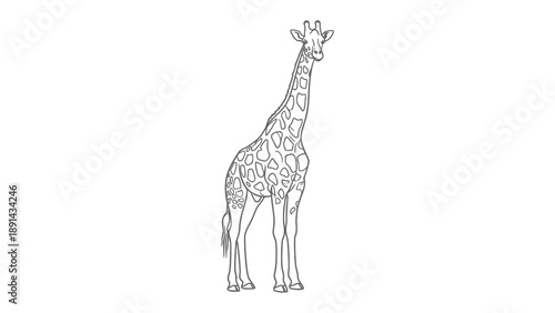 Graceful Giraffe Silhouette: A detailed outline of a majestic giraffe, showcasing its distinctive pattern, elongated neck, and towering presence.