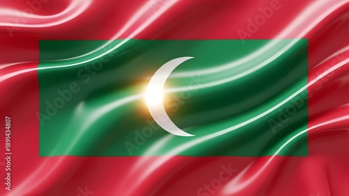 Free Download Maldives flag waving with crescent moon symbol - GFXLoad