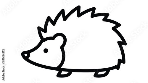 Playful Prickle: A whimsical illustration of a charming hedgehog, rendered in a simple, bold black outline.
