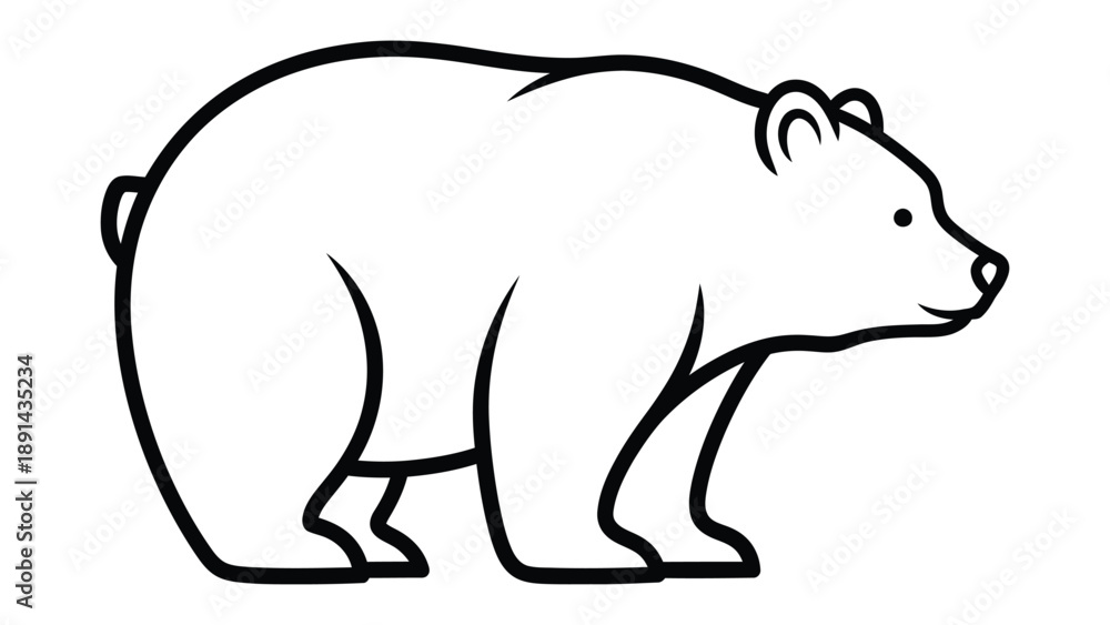 Obraz premium Bear Illustration: A clean, minimalist illustration of a bear, perfect for conveying simplicity and natural themes. 