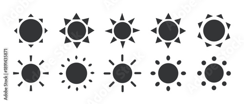 太陽のシンプルなシルエットのアイコン　ベクターの太陽のイラスト