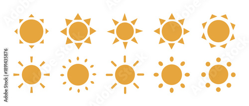 太陽のシンプルなシルエットのアイコン　ベクターの太陽のイラスト