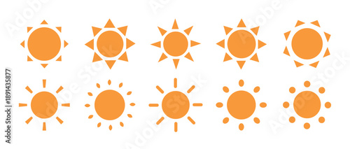 太陽のシンプルなシルエットのアイコン　ベクターの太陽のイラスト