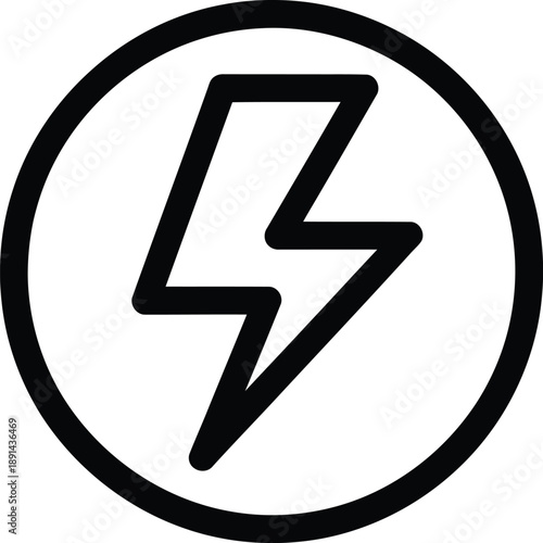 Black lightning bolt symbol within a circle