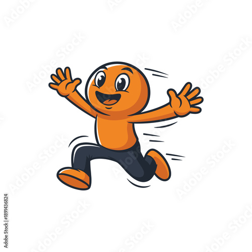 Dynamic Cartoon Character Running Excitedly in a Playful Environment for Illustrative Design