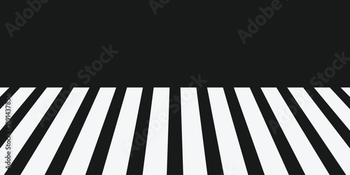 White on black stripe background. Crosswalk lines. Transportation and traffic banner template