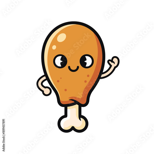 Playful Cartoon Chicken Drumstick Character Illustration in Fun Environment