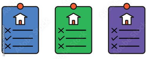 House rules icon vector set, colorful house rules flat trendy vector illustration isolated on white background.