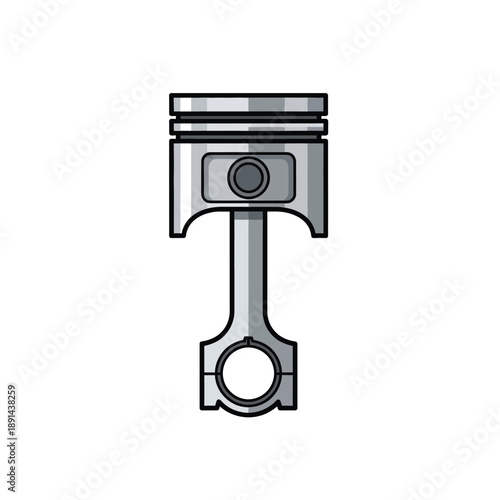 Piston and Connecting Rod Engine Component Illustration. Automotive Mechanical Part Vector Icon.