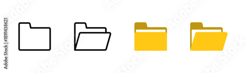 open folder icon set . file document archive icon