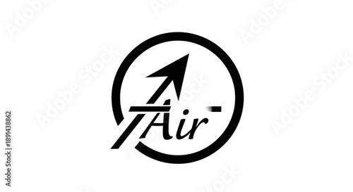 Sleek air themed logo with dynamic upward arrow encased in a perfect round circle design