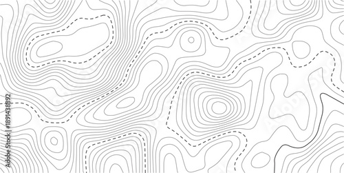 White geometric topo map wave line discovery background, topographic map pattern featuring stylized contour lines that represent elevation. Modern design with White background with topographic wavy pa