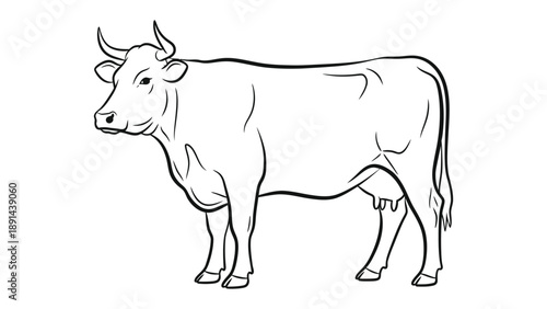Cow Silhouette: A minimalistic black-and-white depiction of a cow, exuding a sense of rustic simplicity and farm life.