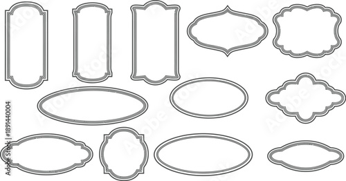 Collection of various ornate vintage style labels and elegant antique decorative frames suitable for elegant design projects and sophisticated graphic embellishments