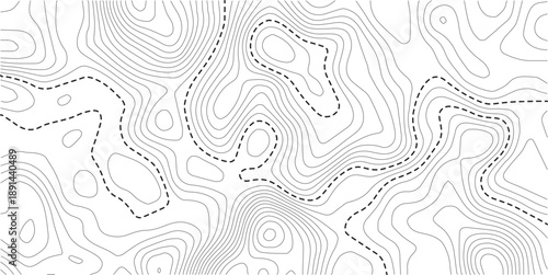 White geometric topo map wave line discovery background, topographic map pattern featuring stylized contour lines that represent elevation. Modern design with White background with topographic wavy pa