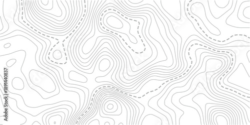 White geometric topo map wave line discovery background, topographic map pattern featuring stylized contour lines that represent elevation. Modern design with White background with topographic wavy pa