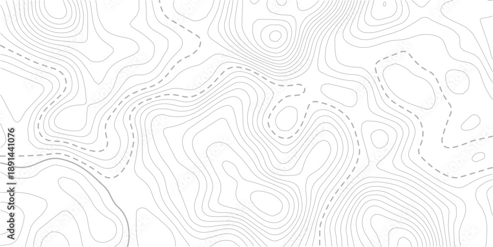 Fototapeta premium White geometric topo map wave line discovery background, topographic map pattern featuring stylized contour lines that represent elevation. Modern design with White background with topographic wavy pa