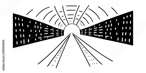 Cyber Network Tunnel with Light Trails and Data Streams – High-Speed Internet Technology Visualization