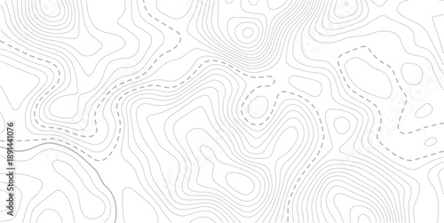 White geometric topo map wave line discovery background, topographic map pattern featuring stylized contour lines that represent elevation. Modern design with White background with topographic wavy pa