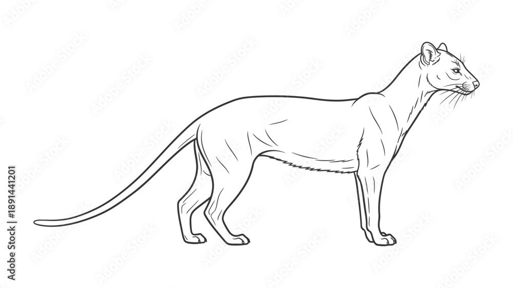 Fototapeta premium Elegant Outline: A detailed line drawing of a slender animal captures the essence of graceful movement, perfect for illustrating the beauty of wildlife.
