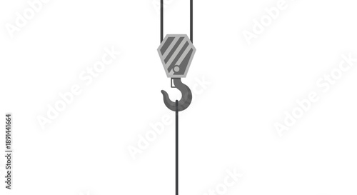 Crane Hook Suspended by Cables Industrial Lifting Equipment.