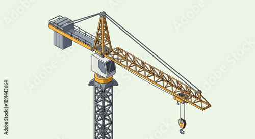 Isometric Construction Crane Illustration Towering Structure for Building Projects.