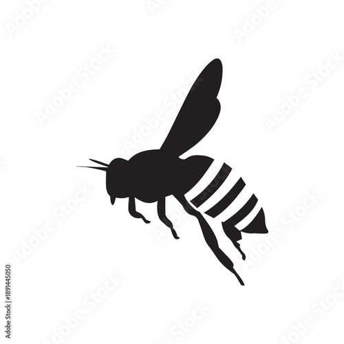 flying honey bee. silhouette honey bee icon vector
